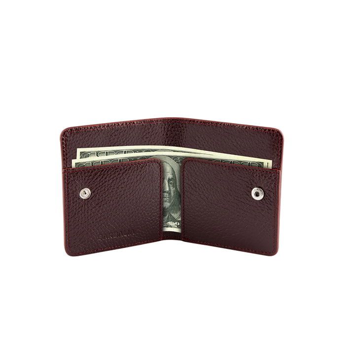 Argenta Cartera Hombre Piel Auténtica Rojo Clarete 10.5x8x2 cm Zoozie Bags